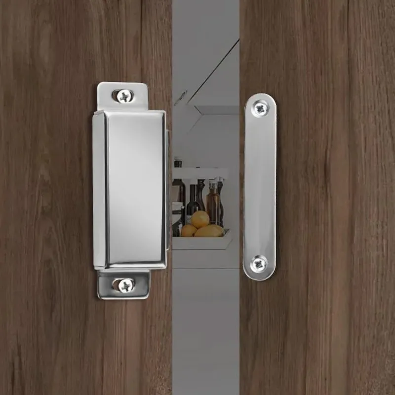 4 Pack Magnetic Door Catch Stainless Steel Silver Kitchen Cabinet Catches Magnet Latches for Door Cupboard Closures
