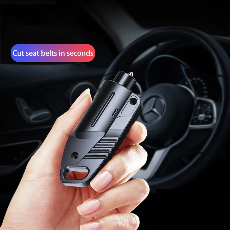 Car Emergency Hammer 2-In-1 Mutifunction Emergency Windows Glass Breaker Safety Belt Cutter Alloy Keychain Self Rescue Tool