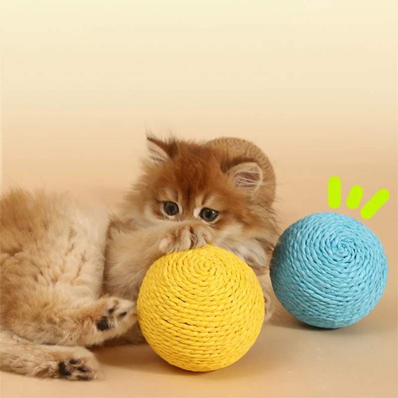 HOOPET Cats Sounding Ball Interactive Handmade Cat Scratching Ball Make Sounds Cat Toy Home Kitten Ball Toys Pet Supplies