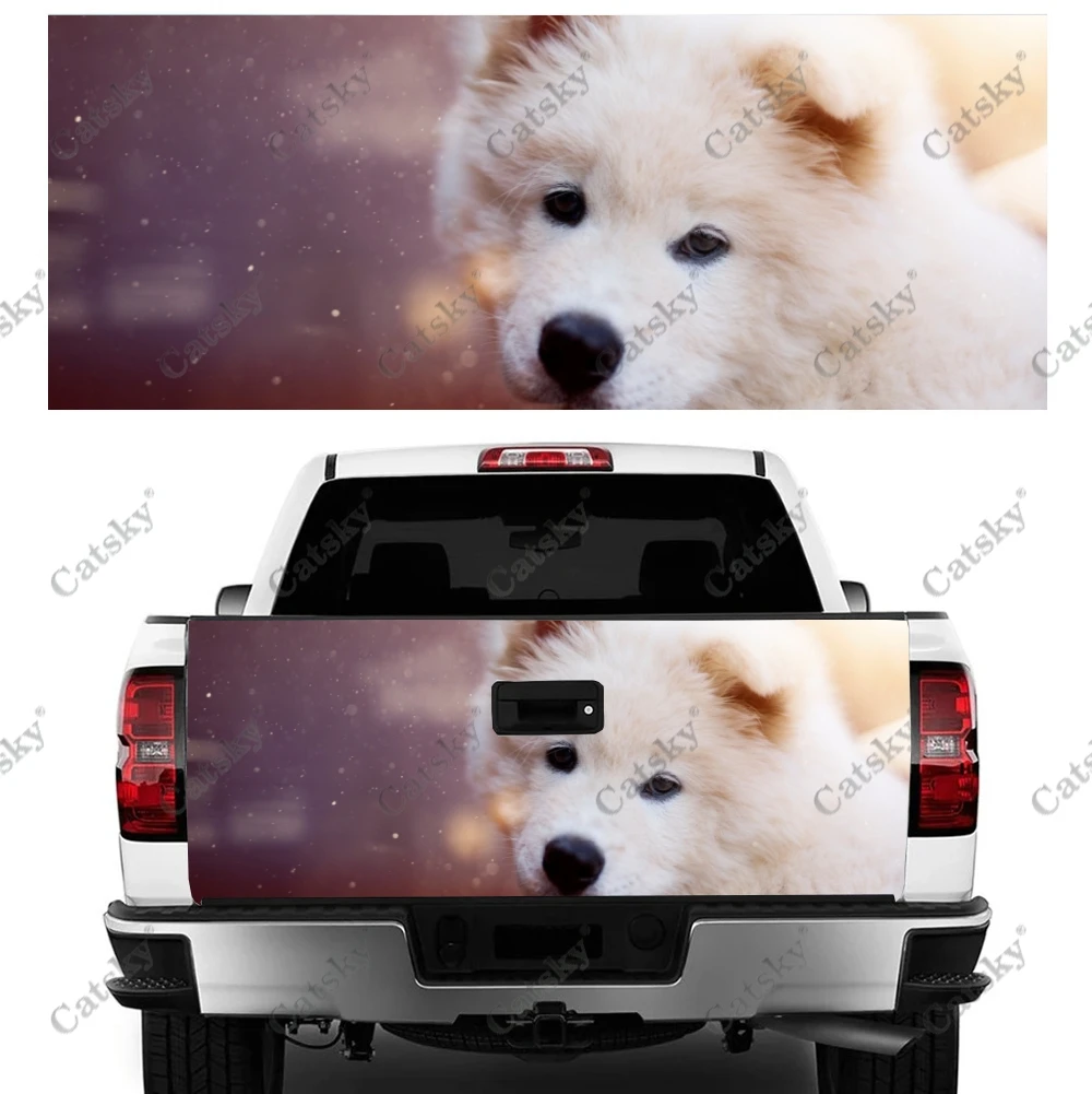 Samoyed Dog Truck Tailgate Sticker Decal Wrap Vinyl High-Definition Print Graphic Suitable for Pickup Trucks Weatherproof