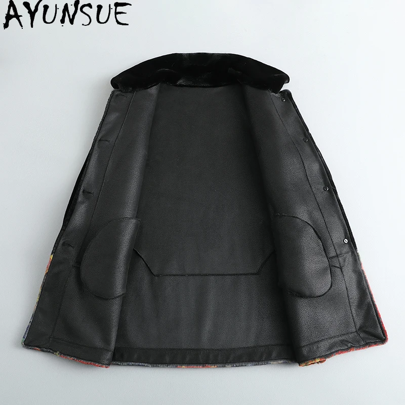 เสื้อโค้ทขนสัตว์ AYUNSUE สำหรับผู้หญิง คอลเลคชั่นใหม่ 2025 เสื้อโค้ทฤดูใบไม้ร่วงและฤดูหนาวสำหรับผู้หญิง เสื้อโค้ทผู้หญิงทรงยาวปานกลาง สไตล์หรูหรา เสื้อผ้าผู้หญิง เสื้อโค้ทขนสัตว์สำหรับผู้หญิง