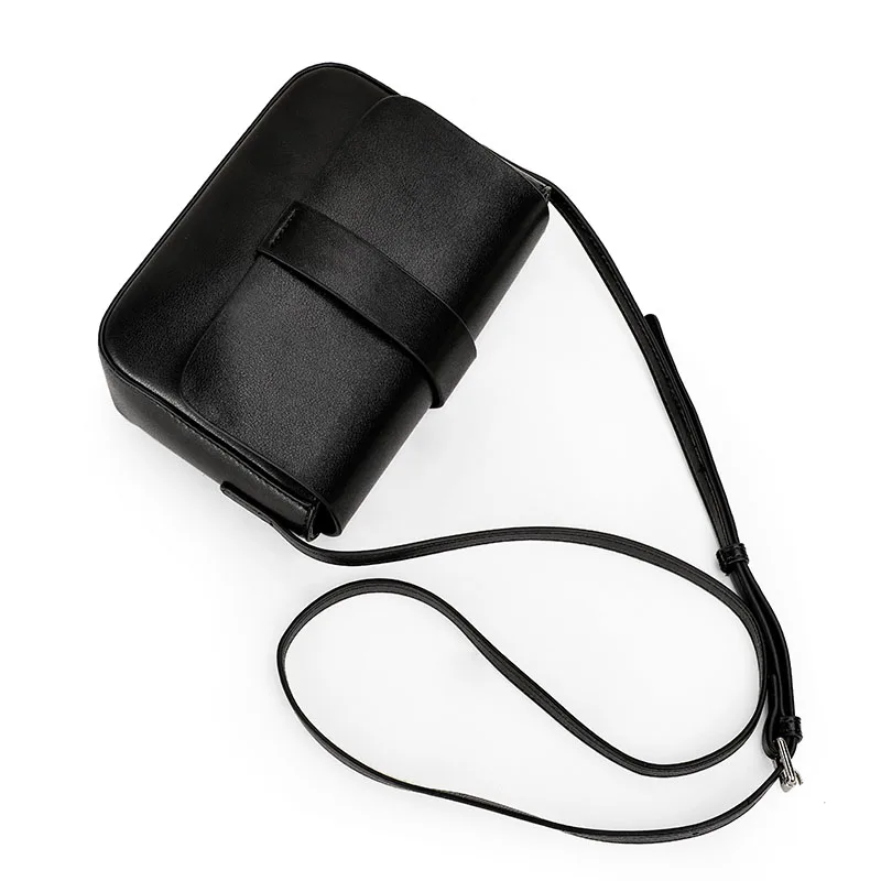 Simple small square bag, leather women\'s bag, cross-body bag, top cowhide solid color shoulder bag, messenger bag