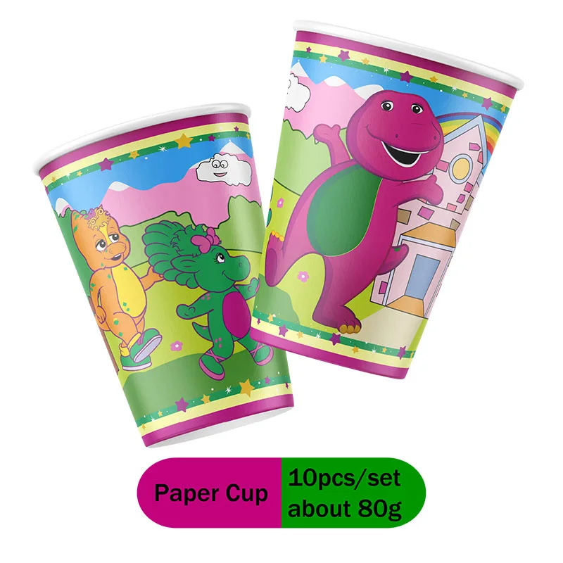 Barney Theme Party Decoration Invite Card Cake Decoration Balloon Paper Cup Plates Kid Girls Birthday Party Supplies Baby Shower