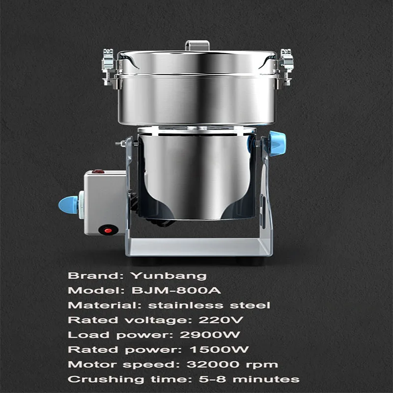 Máquina de moedor de aço inoxidável triturador de grande escala moinho doméstico pó comercial ultra-fino moinho de máquina de moer