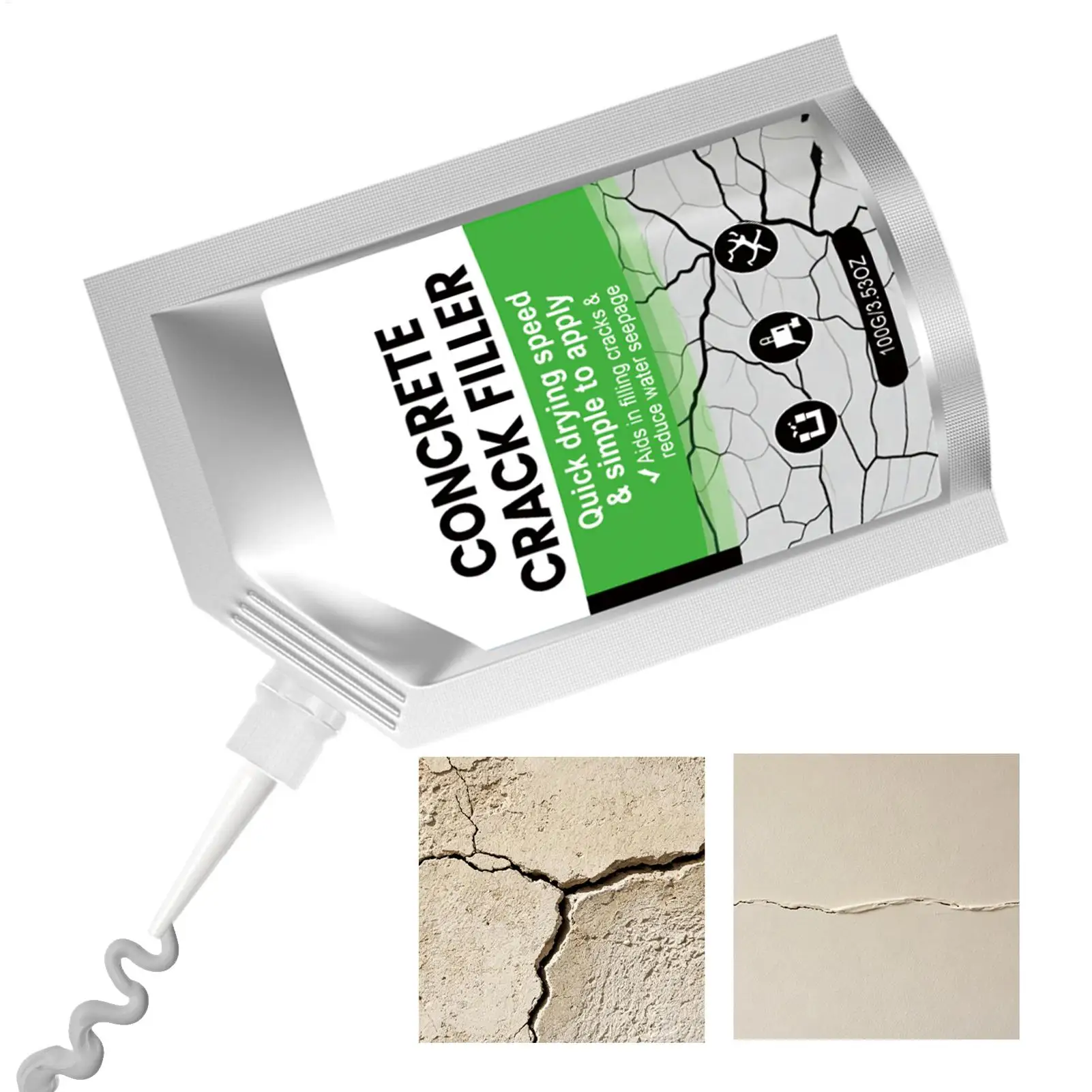 Concrete Crack Filler 100g High Flexibility Cement Sealant Slab Waterproof Repair for Driveway Patio Floor Outdoor Garage