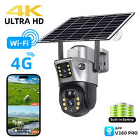 4K 8MP Dual Screen Solar Camera Outdoor Wireless CCTV Surveillance Camera with Solar Panel PTZ Dual Lens Cam Security Protection