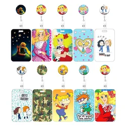 Beautiful Cartoon Retractable Buckle Card Holder Business Badge Case Employee Cardholders Doctors Nurses Hang Certificates Clip