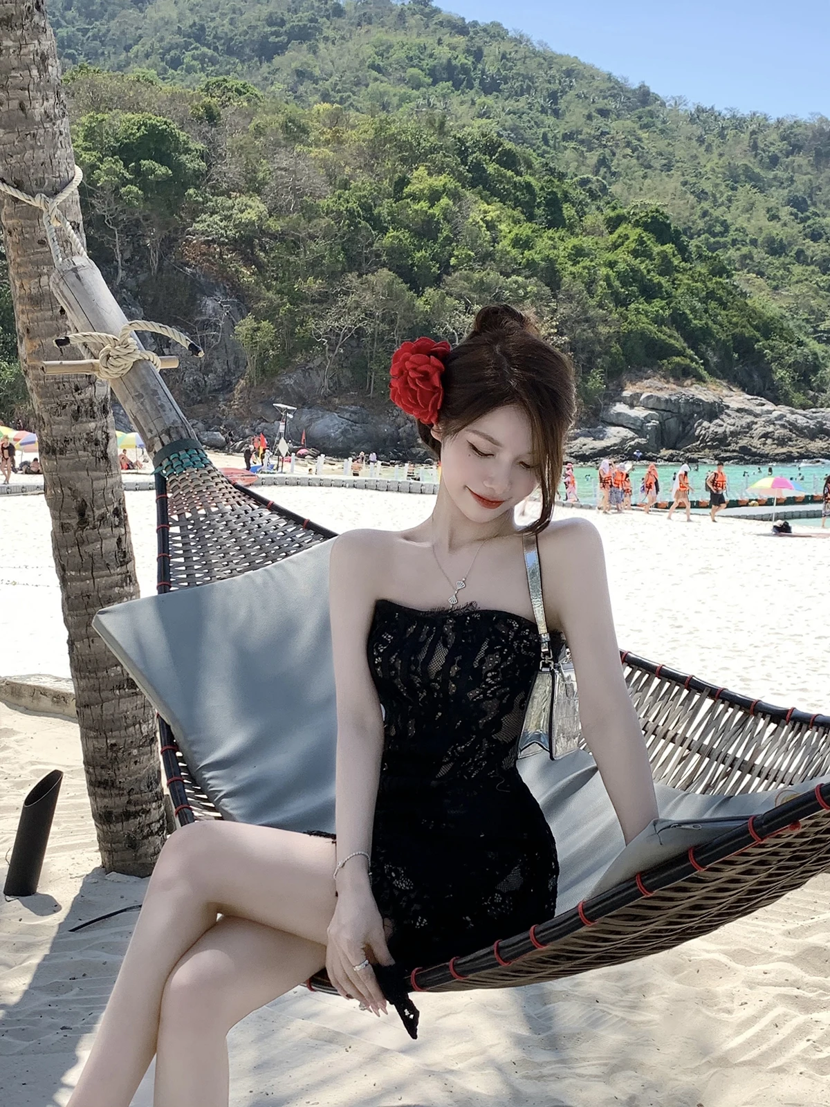 

JustQin Sexy Lace ort Dr Women's Summer High Waist Svel Bodycon Dr H-ape Pure Color Square Collar Gown