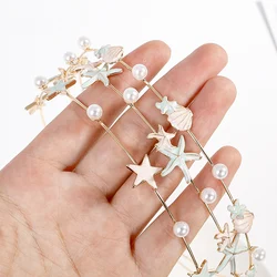 EASYA Fashion Starfish Shell Headband For Women Korean Style Simulated Pearl Hairband Hair Accesories