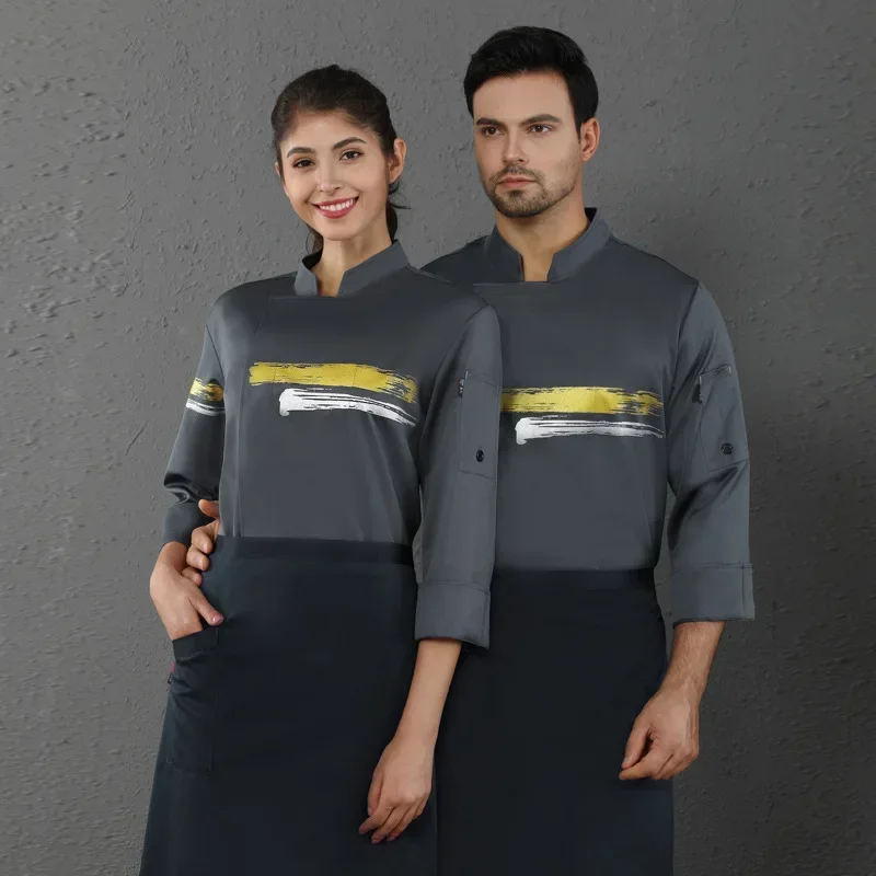 Vêtements de travail de Chef, vestes de cuisinier respirantes à manches longues, hôtel Restaurant cuisine boulangerie gâteau salopette unisexe uniforme de Chef