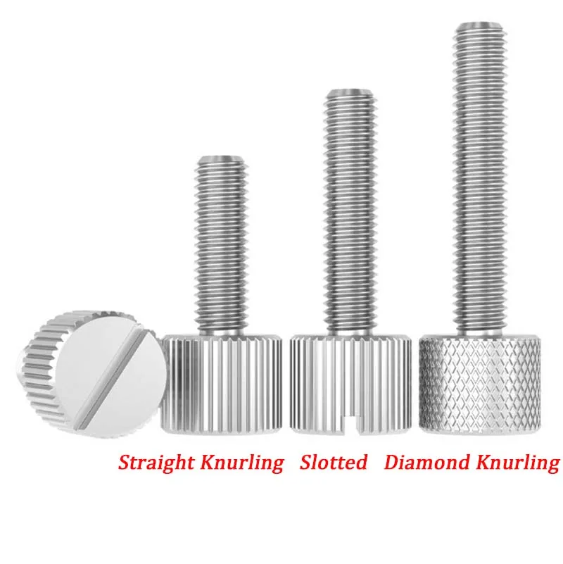 304 Stainless Steel Low-Profile Knurled Thumb Screws M2-M8 Mini Bolts Straight/Slotted/Cross for Electronics PCB Gasket-Nut Set