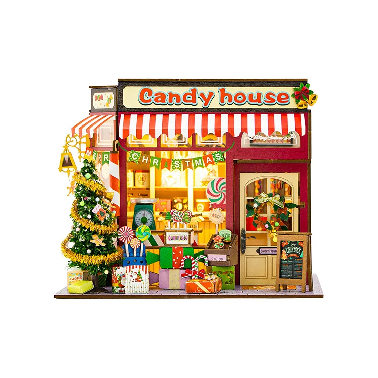 

2025 nwe Assemble model candy house mini doll house kit DIY handmade toy set, bedroom decoration, birthday Christmas gift