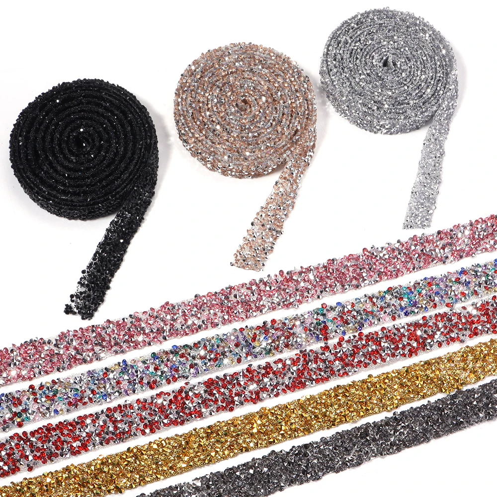 2 Meter 12mm Selbstklebende Harz-Strass-Borte Glitzer Kristall Diamantband Klebeband DIY Bastelbedarf Haarspangen Dekoration – Detail 5