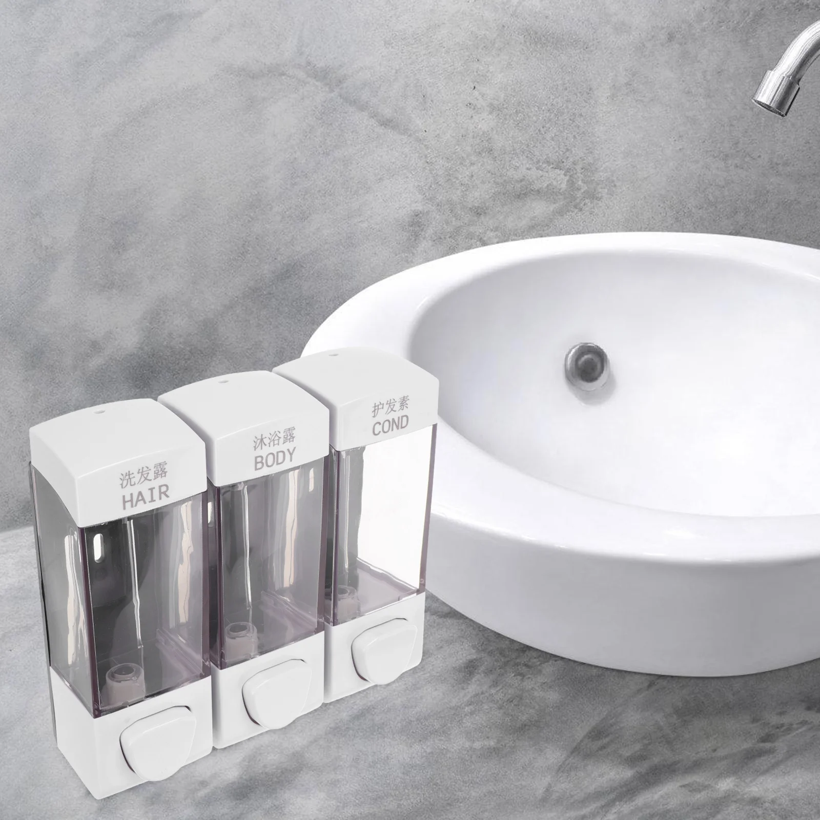 

Multi Compartment Shampoo Dispenser Clear Wall Mount Soap Dispenser for Bathroom Shower Body Wash Liquid