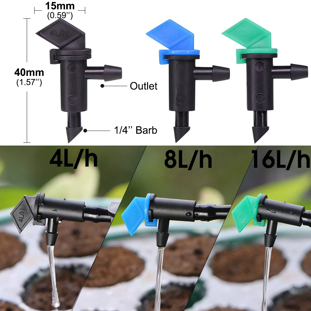 2L 4L 8L 16L Micro Irrgation Dripper Adjustable Drip Nozzle for Greenhouse Plants Watering Emitter Garden Shrubs Drop Sprinkler