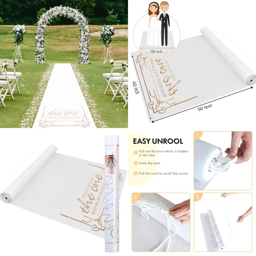 

Thickened Aisle Runner for Wedding CeremonyFeet White Aisle Runner Walkway for Indoor Outdoor Wedding Church Decorations Hallow