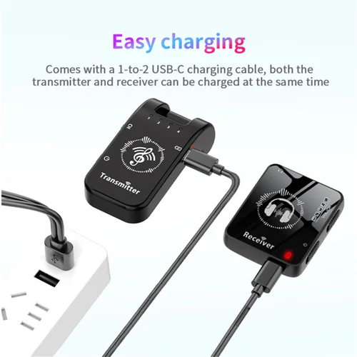 Imagen 2 del producto Sistema IEM inalámbrico de 2,4 GHz, transmisor, receptor, banda ISM, Monitor de oído inalámbrico, emparejamiento automático, Plug & Play, accesorios universales