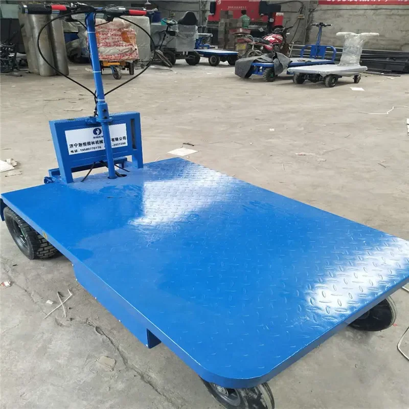 Electric Four Wheel Cargo Hand Pushed Flatbed Truck Warehouse Logistics Trolley High Load Transportation Tool