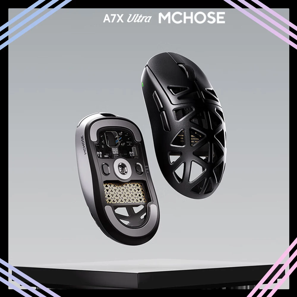 

Беспроводная мышь MCHOSE A7X Ultra, трехрежимная мышь Paw3950 TI, 8000 Гц, полые игровые мыши из магниевого сплава, геймерские аксессуары для ПК