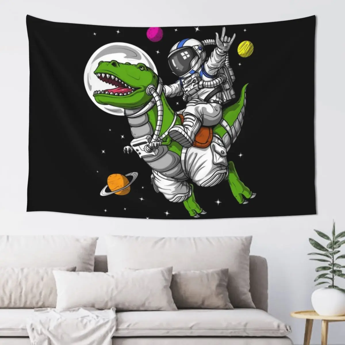 Space Astronaut Riding T-Rex Dinosaur Tapestry Decoration For Rooms Aesthetic Room Decorations Room Aesthetic Tapestry