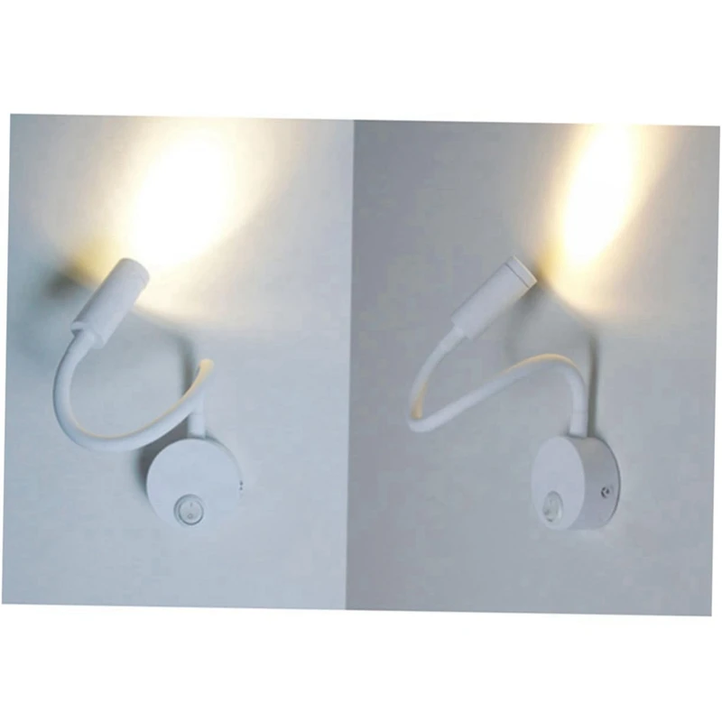 6X 3W Wall Mounted Reading Light Flexible Gooseneck LED Sconce Lamp For Bedroom, Office, Workbench, Studio Reading Lamp