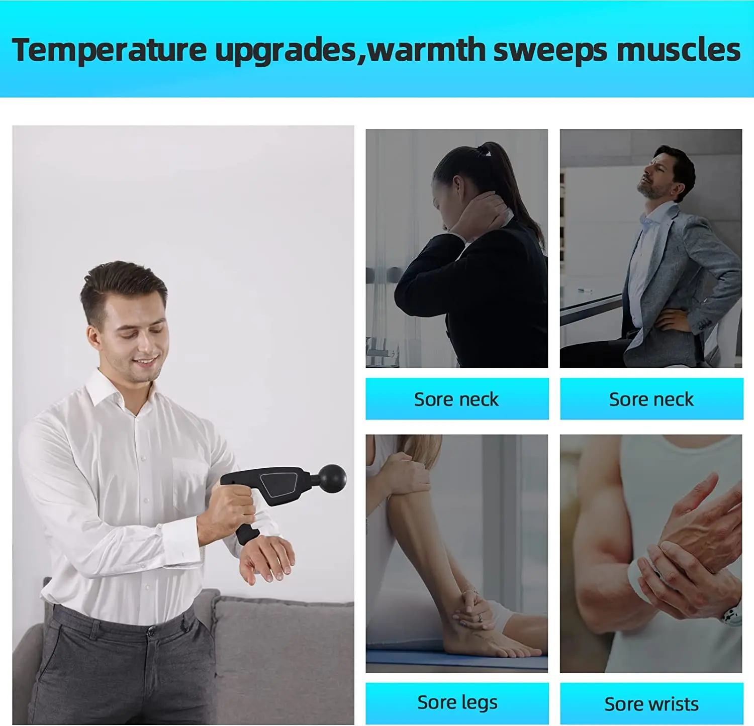 Mmuscle Massage Gun With Belt Body Massager Exercise Bands Massage Gun With Heat For Neck And Back Deep Tissue Percussion