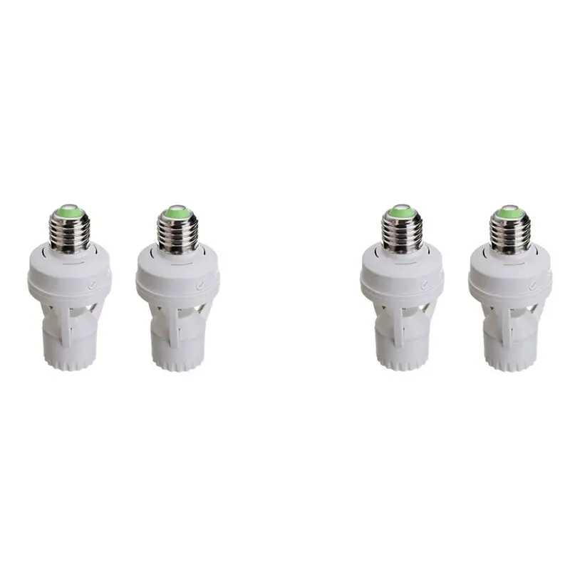 4PC E27 Motion Sensor Light Switch 100-240V Motion Detector Base Lamp Holder With Light Control Smart Switch Bulb Socket