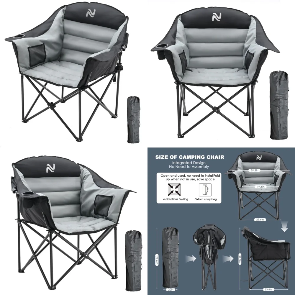 

camping chairOversized Camping Chair Heavy Duty Portable Folding Chair with Cup Holder Outdoor Lawn Beach Chair for Adults
