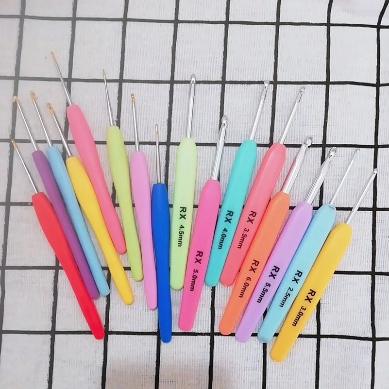 1.0 مللي متر-6 مللي متر الكروشيه هوك مقبض مريح للأيدي التهاب المفاصل اضافية Long إبر الحياكة للمبتدئين والغزل الكروشيه #2