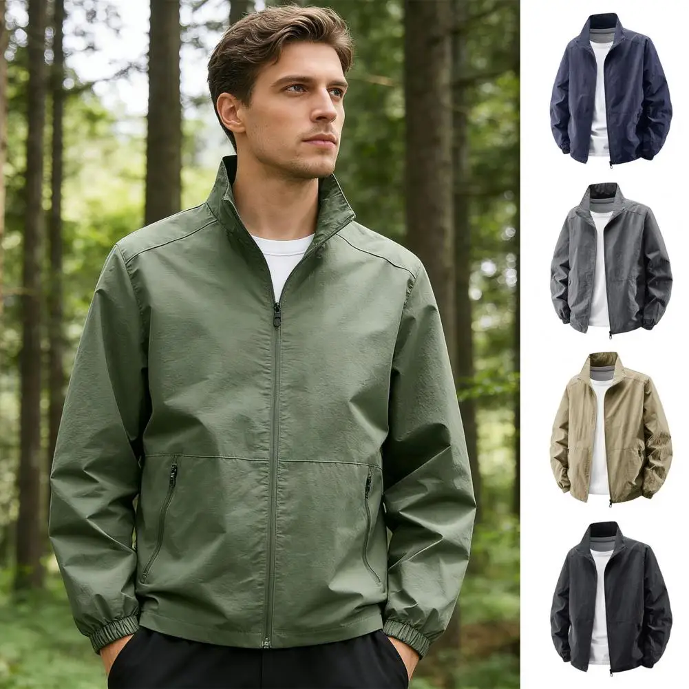 

Stand Collar Summer Jackets Men Hooded Windbreaker Coats Camping Sunscreen Clothing Men Ultrathin Fishing Wearing Man Sportswear