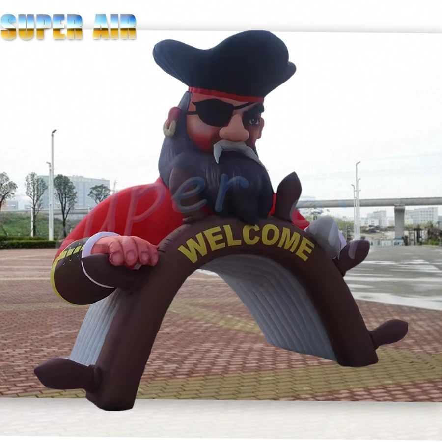 Wonderful production giant pirate model inflatable tunnle tent with lighting for Children's party