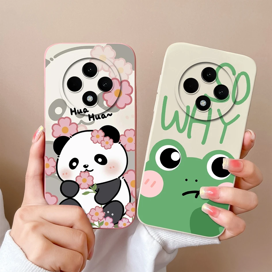 Back Covers For Oppo Reno12 F 5G Case Cute Frog Panda Screen Protector Soft Silicone Luxury Phone Shell For Oppo Reno 12f Fundas