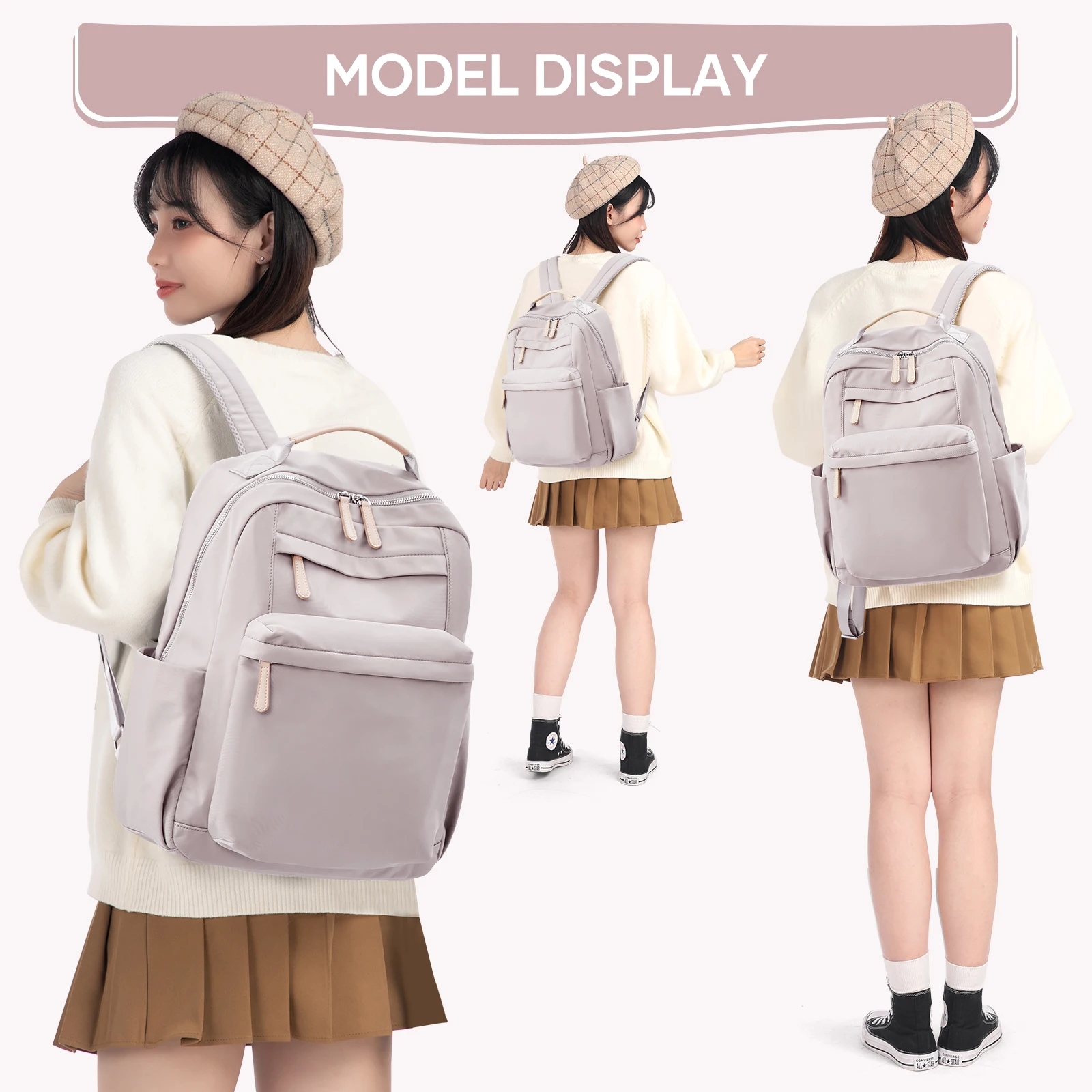 Women Backpack Kawaii Teenager Bookbag Youth Large-Capacity Casual Outdoor Daypack Lightweight Schoolbag Commuting Laptop Bag