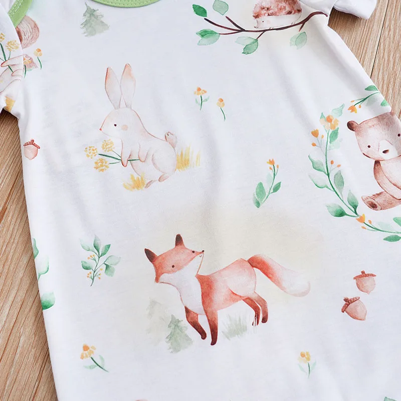 Green fox printed Newborn baby clothes 0-18 months Comfortable with Clothing Infant high quality Summer Short sleeves Jumpsuit