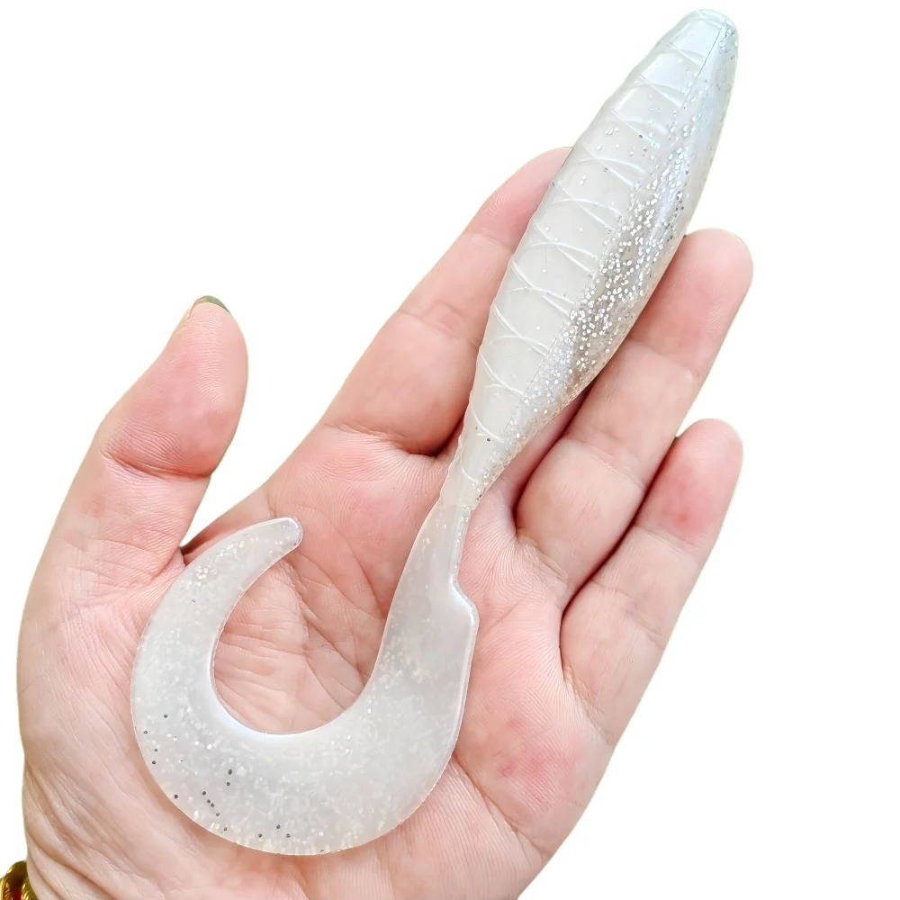 3 uds. De cola de rollo de simulación de PVC de alta elasticidad, cebo suave, señuelo, accesorios de grupo de pesca adecuados para lubina/trocha/pez de perro/ jirafa