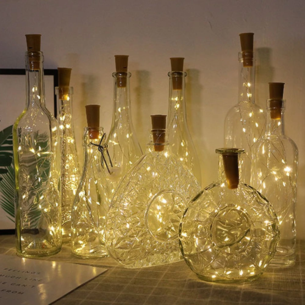 Guirxiété lumineuse dégradée à piles pour bouteille de vin, liège, pot, fête de bricolage, cadeaux de mariage, décoration de bar, 10 paquets