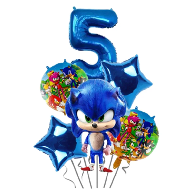 6pcs/set Trending Sonic Birthday Hedgehog Balloon Bouquet 0-9 Number Options Unique Party Supplies Must-Have for Fans