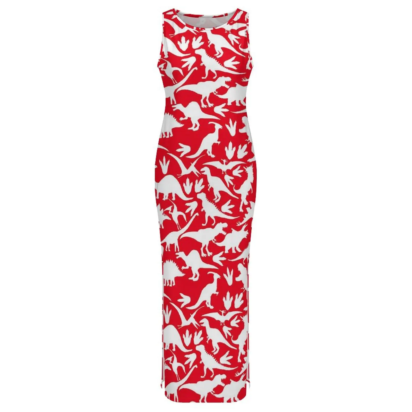 Damska sukienka z dinozaurem, sylwetka zwierzęcia, styl uliczny, obcisła sukienka, letnia sukienka maxi bez rękawów w stylu retro, designerskie ubrania oversize.