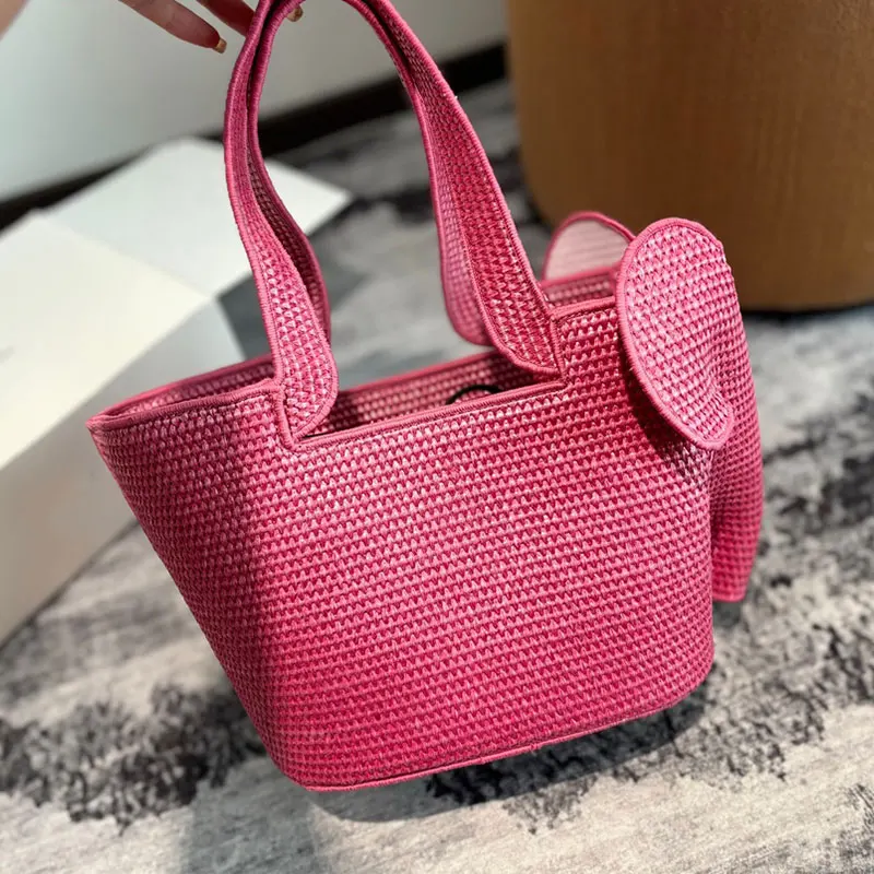 2024 Women\'s Beach Bag Vintage Handwoven Shoulder Bag Lafite Grass Shopping Bag Women\'s Summer Travel Vacation Leisure Handbag