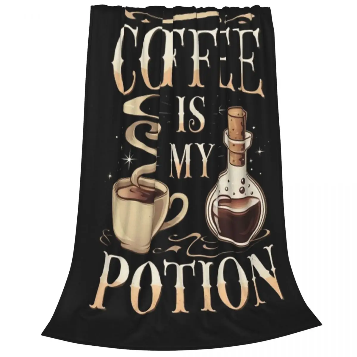 Coffee Is My Potion Whimsical Coffee Lover's Blankets Fleece Sofa Throw Blankets For Home Bedroom Travel Throws Bedspread Quilt