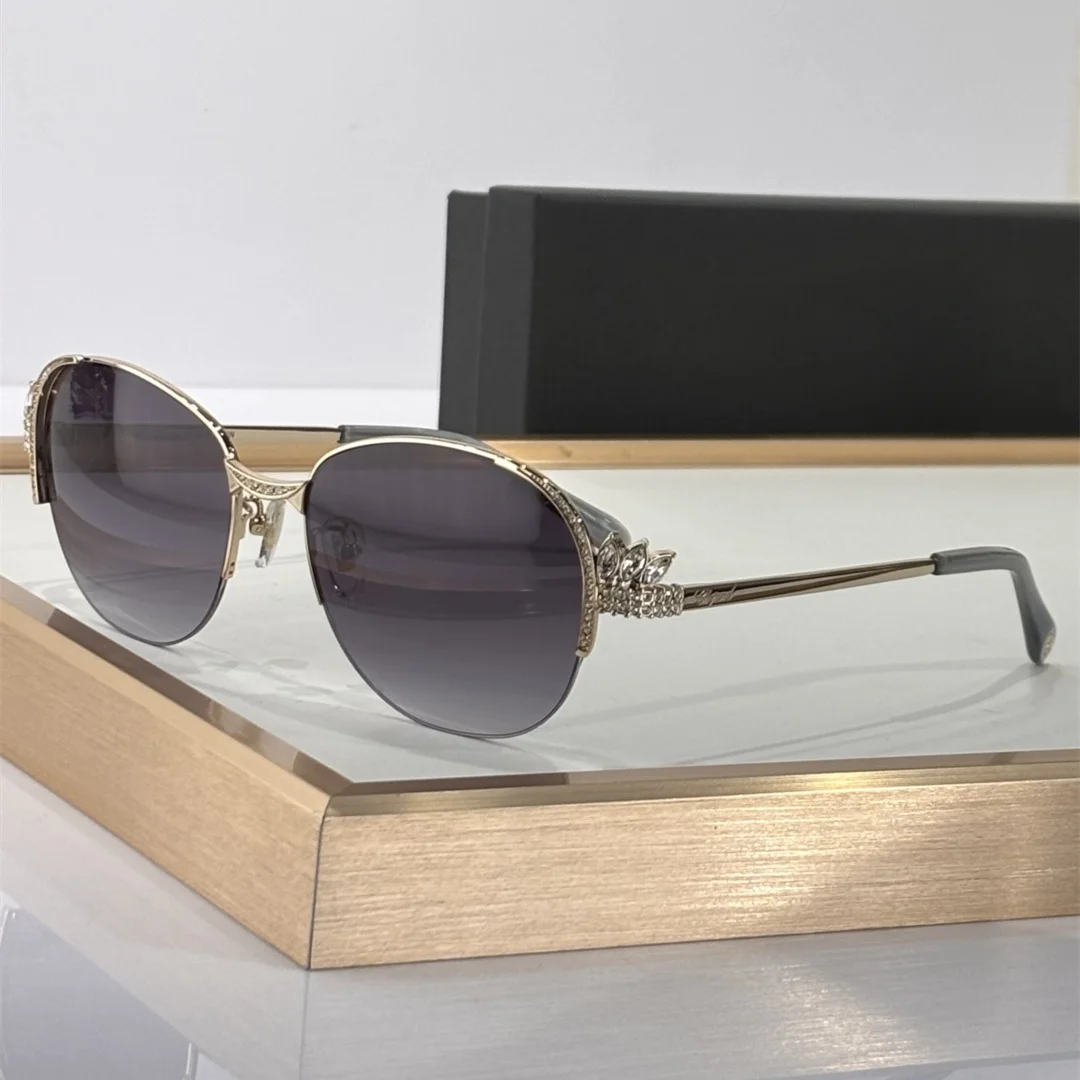 نظارات شمسية بيضاوية فاخرة للنساء 2025 أحجار كريمة غير رسمية oculos sol feminino SCHG66S نظارات شمسية أنيقة للسيدات