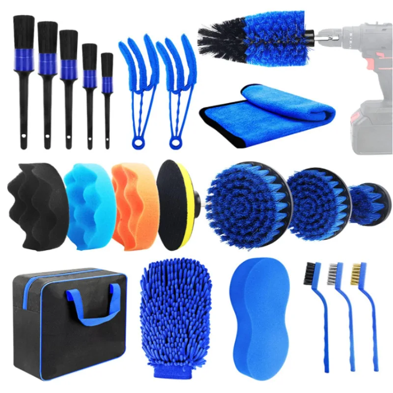 

Car Wheel Detail Brush Interior Crevice Cleaning Tool Air Vent Brush Car Wash Glove Sponge Descaling Set