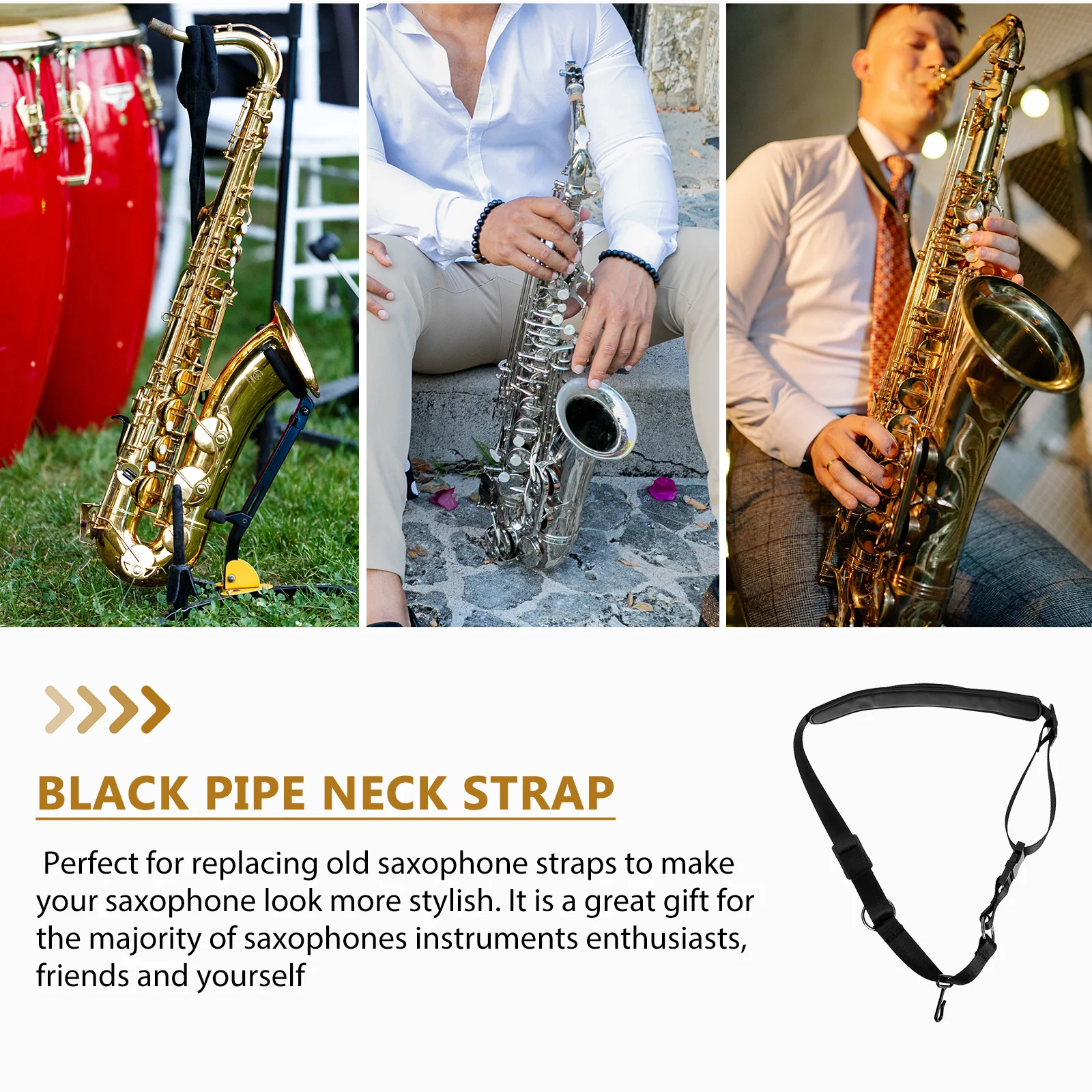 

Adjustable Black Tube Neckband Child Beginners Saxophone Shoulder Strap