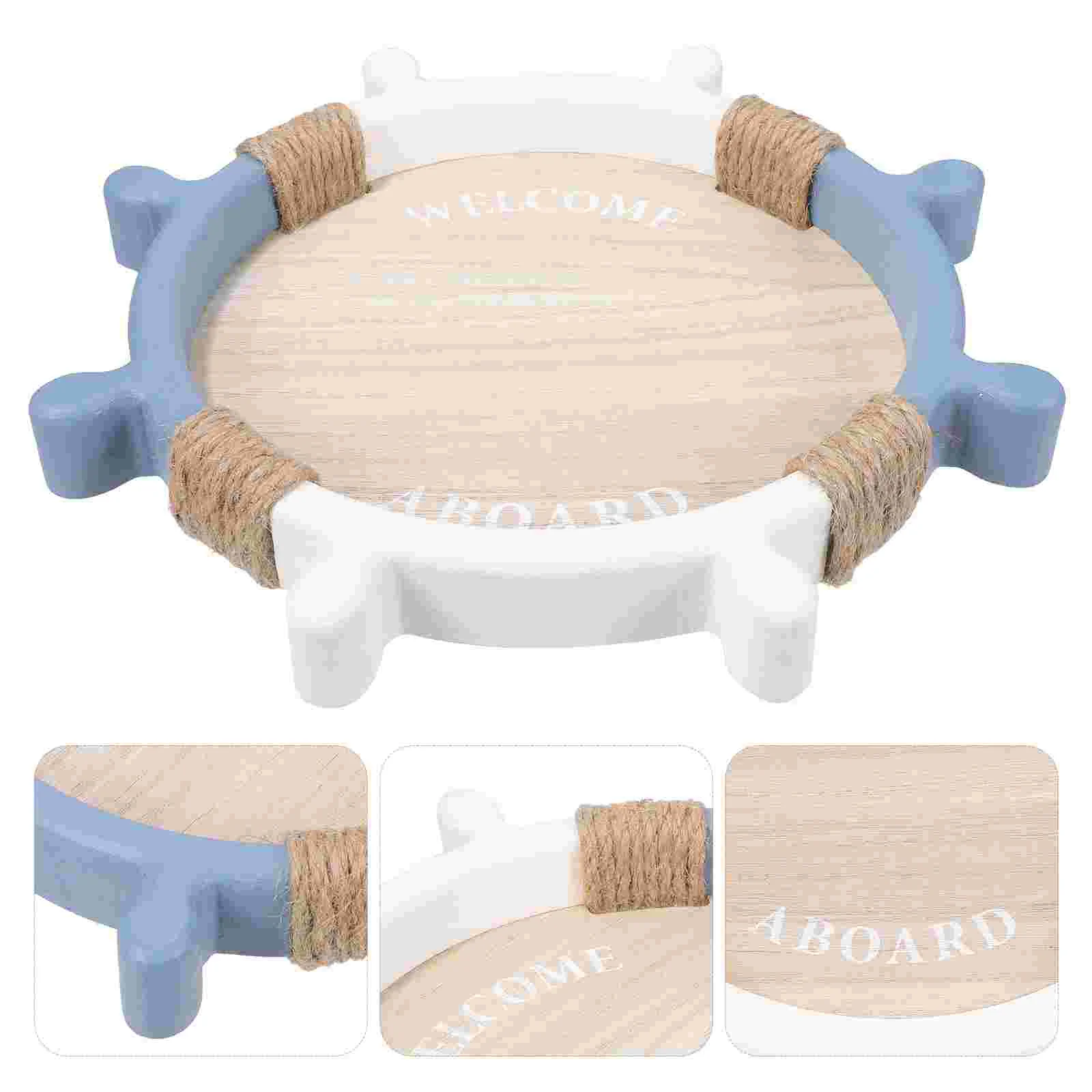 

Rudder Tray Nuts Serving Water Cup Decorative Trays The Mediterranean Fruit Bread Dish Tea Wooden Household Decorate