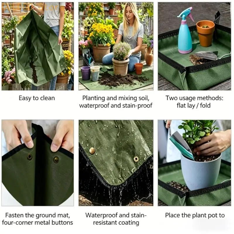 Large Plant Repotting Mat Thickened Foldable Gardening Mat for Indoor Plant Transplanting, Pot Out, Mix Soil D0LD