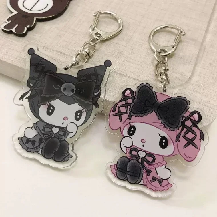 Kawaii Sanrio Kuromi Melody Gothic Dark Style Keychain Accessories Couple Cartoon Acrylic Pendant Backpack Decoration Gifts