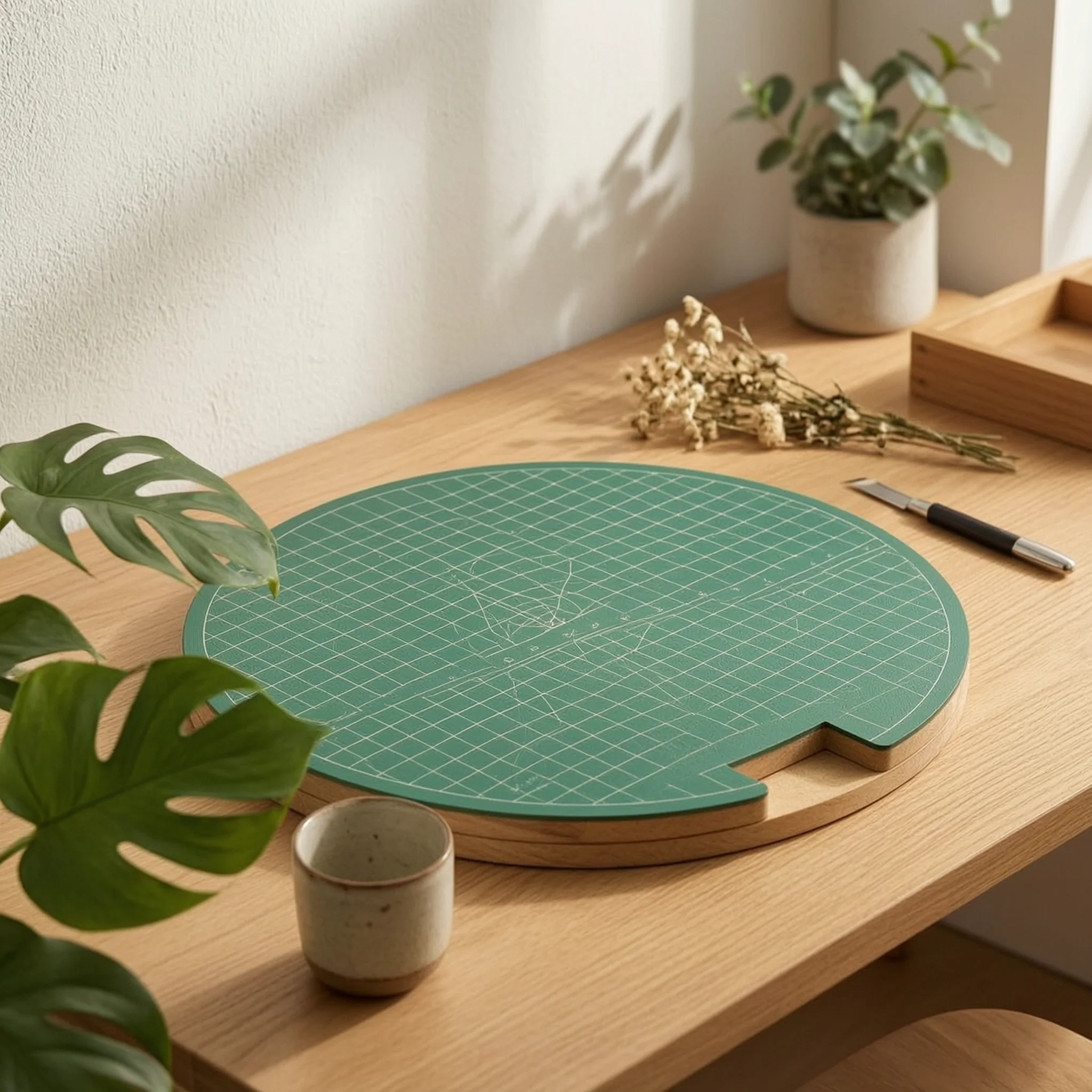 Table Tennis Pressing Pad Measuring Grid Racket Pressing Board Rotating Table Tennis Board Guide Markings