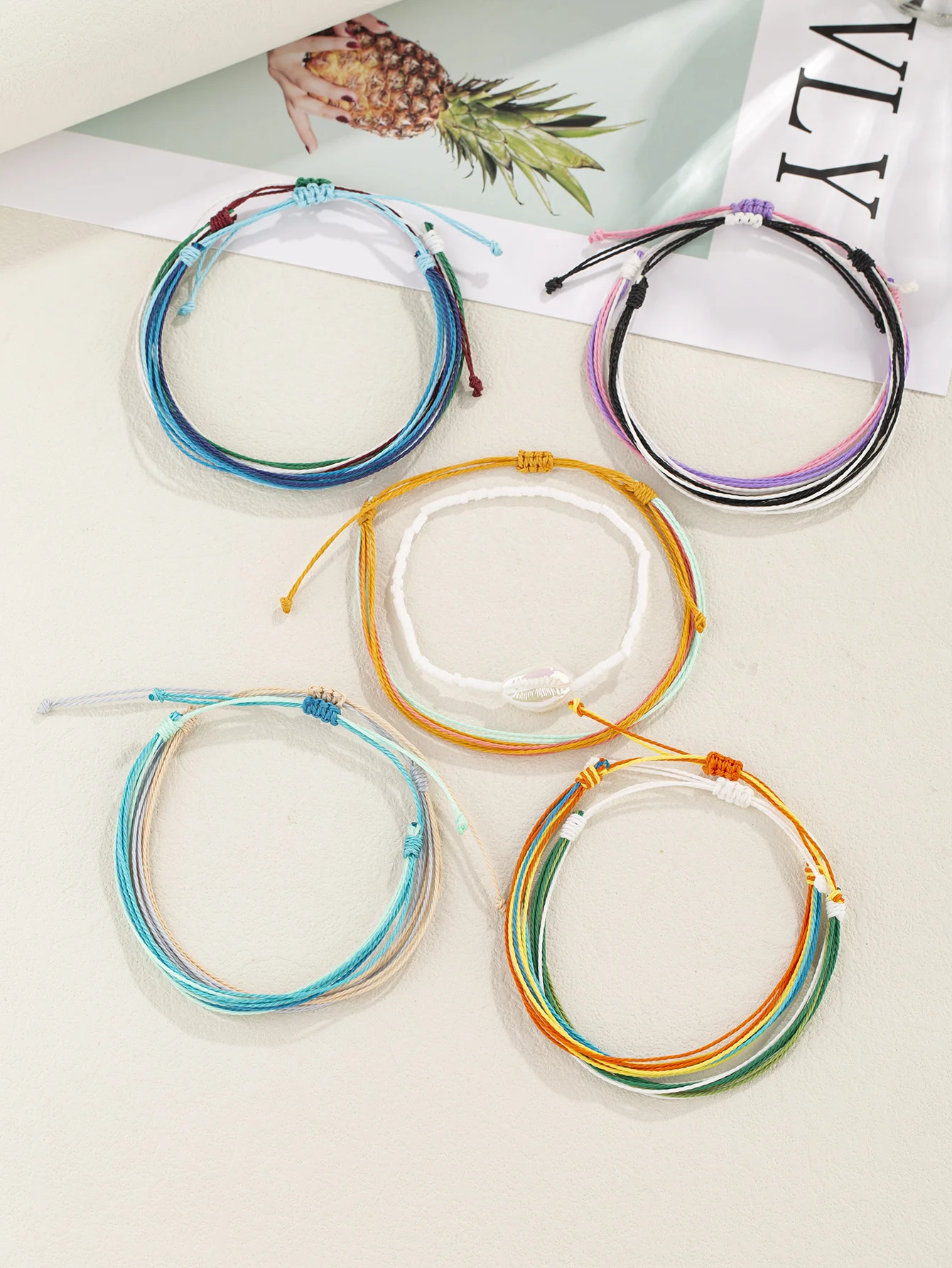 10 Colorful Glass Rice Bead and Shell Handmade Braided Friendship Wristbands