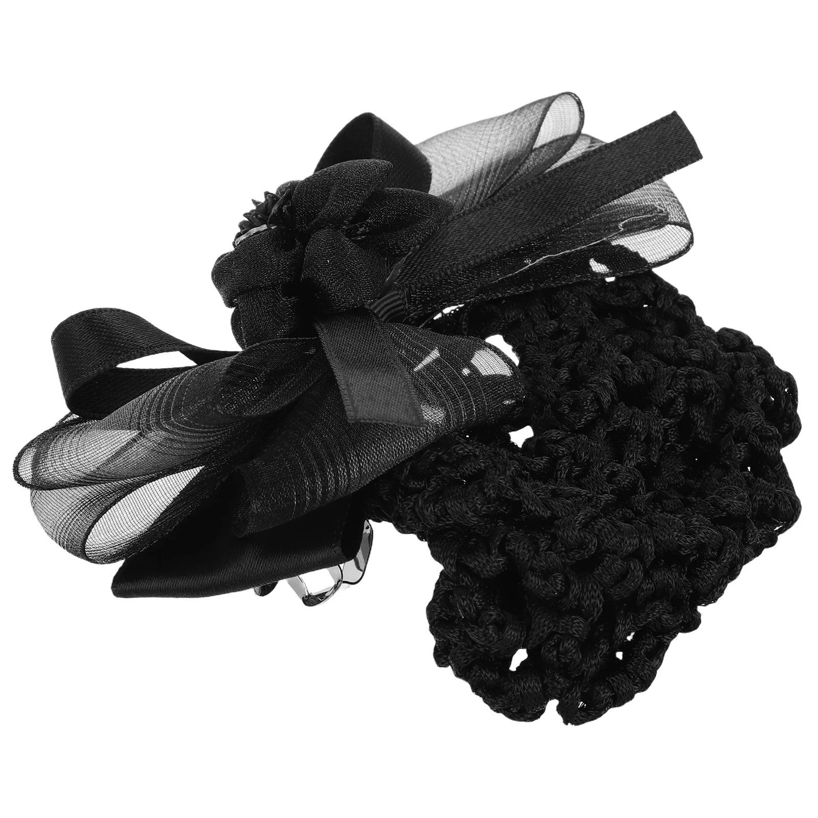 

Black Hairnet Bowknot Snood Stylish Hair Bun Cover Barrette Hair Accessories for Stewardess Bank Hotel Restaurant Staff