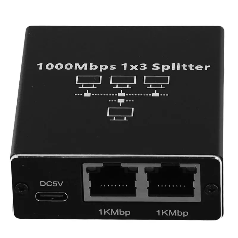 Leading-Gigabit Ethernet Splitter 1 To 3 Ports 1000Mbps Network Extension RJ45 Adapter For PC, Laptop, Router, TV-Box